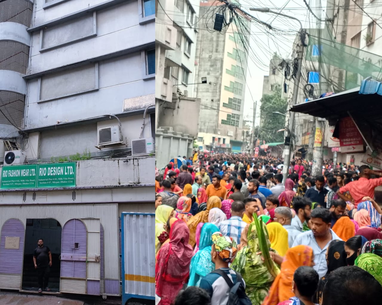 বকেয়া বেতনের দাবিতে ঢাকার মিরপুর এলাকায় পোশাক শ্রমিকদের বিক্ষোভ এবং মালিকপক্ষের সাথে সংঘর্ষ